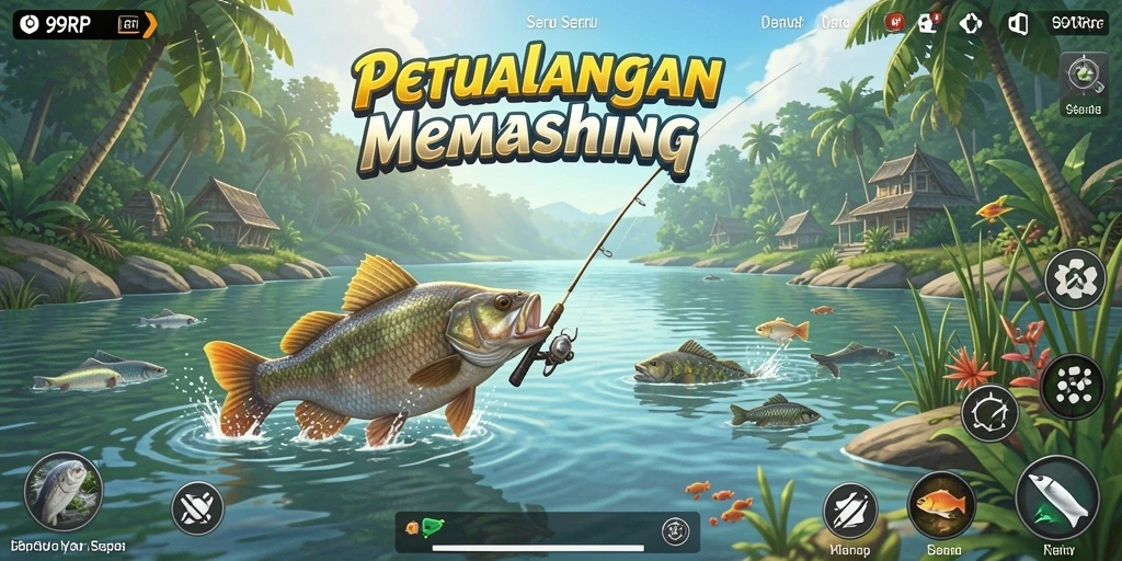 Screenshot menunjukkan gameplay seru 99RP saat memancing.