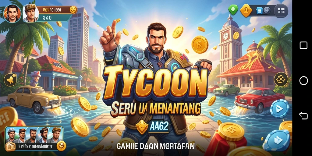 Screenshot gameplay AA62 menampilkan manajemen bisnis secara dinamis dan mengasyikkan.