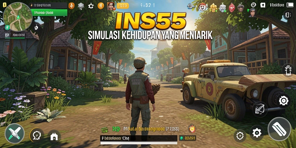 Tangkapan layar gameplay INS55 yang menunjukkan pengalaman simulasi kehidupan.